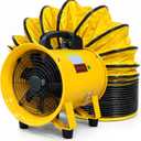 12 Inch High-Veelocity Portable Utlity Blower Fan 16-Foot Vinyl Hose | 2645CFM Heavy Duty Cylinder Axial Fan | Exhaust Fan Ventilator for Basements,Workshops,Warehouse|ETL‑listed