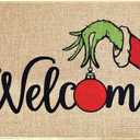 Erweicet Christmas Door Mat Xmas Welcome Christmas Mat Non-Slip and Washable Winter Doormat Rubber Back Snowflakes Door Mat Rugs for Indoor Outdoor(Green Hand Pattern)