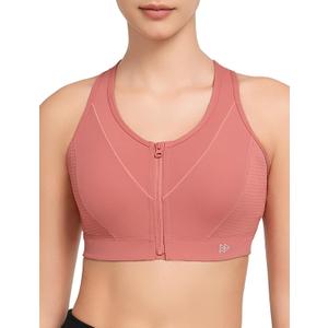Yvette Zip Front Sports Bras for Women High Support Mesh Racerback Sports Bra Plus Size High Imapct for Large Breasts XL