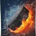 Hockey Sport Fire Throw Blanket Super Soft Warm Boy Bed Blankets for Couch Bedroom Bedding Sofa Office Car, All Season Cozy Flannel Plush Blanket for Girls Boys Men, 60"X50"