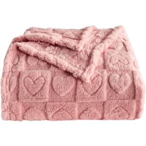 Heart Checkered Throw Blankets, for Love Mother Friends Pets,280 GSM Super Soft Warm Lightweight Fluffy Bed Blanket for Women Anniversaries(Pink,60"x80")