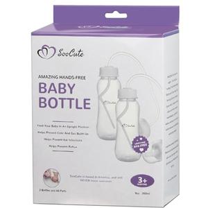 Hands-Free Baby Bottle - Anti-Colic Nursing System 9 oz Baby Bottle with Fast Flow Nipple/Teat 3m+ with Tube Straw Feeding System for Toddler 1 Year+ (2 Bottles - Soo Cute)