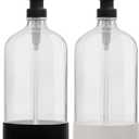 Kitchentoolz 32 oz Glass Pump Bottle with Stainless Steel Pump, Funnel, and Lids - Black