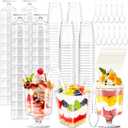 510 Pcs Dessert Cups with Spoons and Toothpicks,5 OZ Mini Clear Plastic Dessert Parfait Cup,Square Dessert Glasse Round Goblet for Party Supply,Fruit,Ice Cream,Cake,Pudding