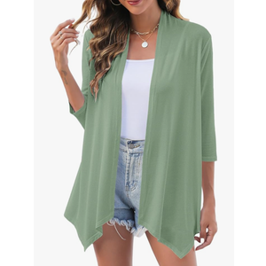 Uvog Women's 3/4 Sleeve Draped Open Front Cardigan Casual Loose Lightweight Cardigans, XL