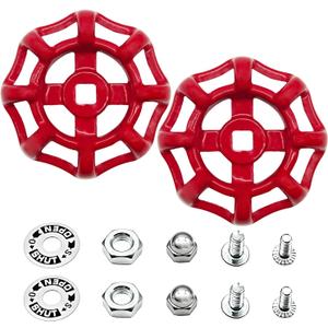 2 Pack Thickened Outdoor Faucet Handle with Screws Spacer Outdoor Water Faucet Handles Replacement Cast Iron Hose Bib Handle Replacement Outdoor Water Spigot Handle, 7mm x 7mm, Red