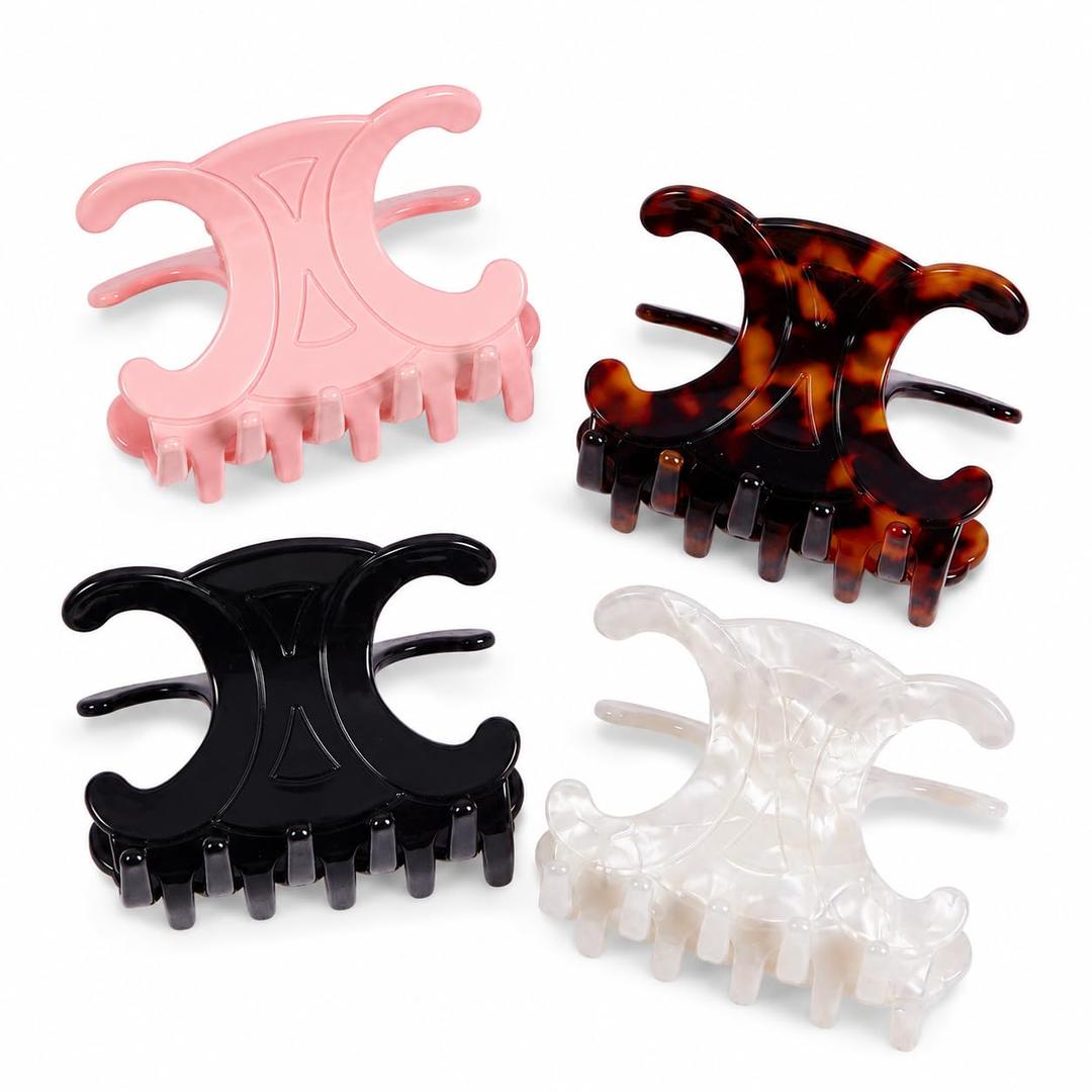 Premium Durable Acetate Butterfly Hair Clips, Celine Hair Clip, 4 Pack Medium Size Acetate Hair Claw Clips with Secure Hold,Perfect for Updos,Perfect for Updos (2.76 x 1.66 in)
