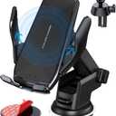 Wireless Car Charger Mount, 15W Qi Fast Charging Auto-Clamping Cell Phone Car Holder Air Vent Windshield Dashboard Long Arm Suction Cup Car Phone Mount for iPhone13 /12/11 Samsung S20/S10/S9/S8 LG (black)