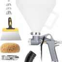 InoKraft TexCraft Drywall Texture Spray Gun with 1.32 Gallon Hopper, 3 Nozzles (4.5/6.0/8.0mm) for Knockdown Popcorn, Drywall Hopper Texture Sprayer for Wall, Ceiling, Patch Works, Elbow Hose Included