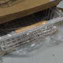 2 Tier Fruit Basket for Kitchen Counter with 2 Banana Hangers, Countertop Metal Bread Basket with Wooden Handle, Large Storage Stand for Vegetables, Snacks, Eggs, Produce Storage  White