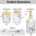 Haturi Bathroom Accessories Set, 4 Pcs Marble Look Sets Soap Dispenser & Toothbrush Holder Counter Top Restroom Apartment Decor Stuff, Glass Kits, Gift for Women and Men, Ink White