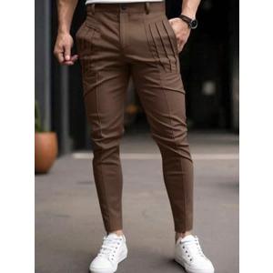 Mens Slim Fit Suit Pants Chino Casual Elastic Waist Slacks Trousers Skinny Stretch Dress Pants 34