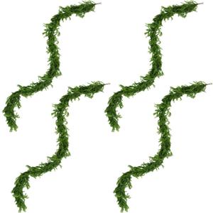 9Ft 4PCS Artificial Norfolk Pine Garlands, Real Touch Winter Pine Garland, Green Artificial Greenery Garland for Table, Mantle, Wall, Indoor, Outdoor Christmas Decorations - 9Ft 4PCS
