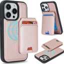 for iPhone 14 Pro Max Wallet Case magsafe Compatible with Card Holder for Women Men 2 in 1 Detachable Magnetic Shockproof Phone case Stand Leather Credit Card Slots-Rose Gold