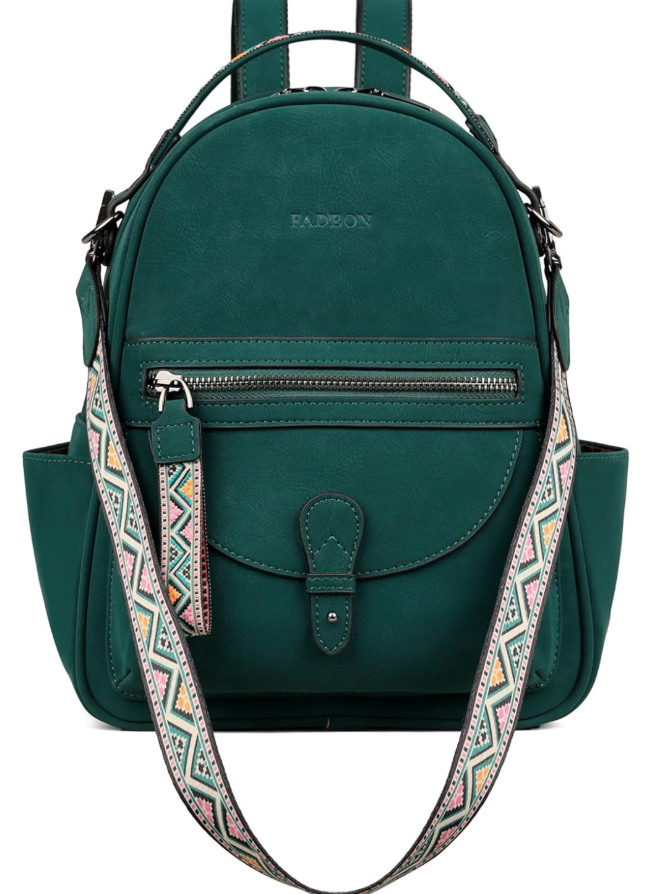 FADEON Mini Backpack Purse for Women, Designer Leather Cute Roomly Small Backpacks, Ladies Shoulder Backpack Fashion Handbag