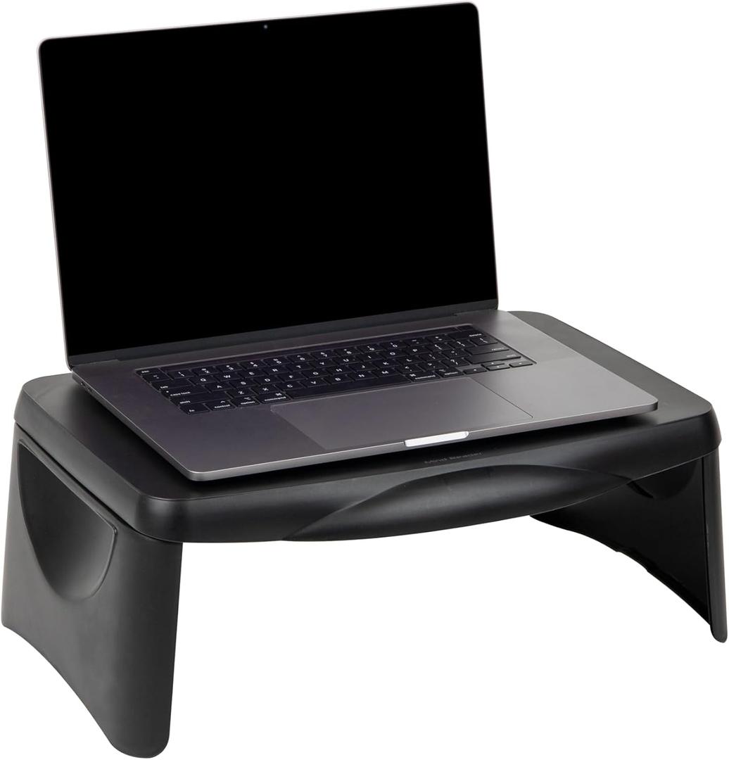 Mind Reader Lap Desk/Laptop Stand, Bed Tray, Folding Legs, Portable, Dorm, Plastic, 18.75" L x 11.25" W x 7.25" H, Black