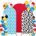 Arch Backdrop Cover Set of 3 Wedding Arch Covers Spandex Backdrop Stand 4ft, 5ft, 6ft for Wedding Birthday Banquet Boy Girl Ceremony Decoration(Blue,Cartoon Story)