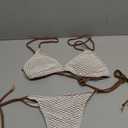 SOLY HUX Bathing Suit for Women Fishnet Halter Triangle String Bikini Set Tie Side Thong Two Piece Swimsuit, L