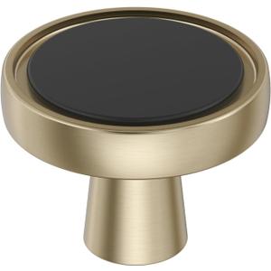 Amerock BP36857FBBBZ | Mergence 1-3/8 inch (35mm) Diameter Matte Black/Golden Champagne Cabinet Knob | Kitchen Cabinet Hardware | Furniture Hardware | Drawer Handle