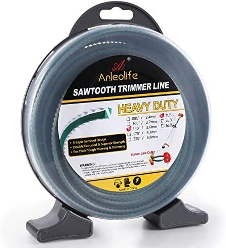A Anleolife 1-Pound Heavy Duty Sawtooth 140-mil-by-108-ft Dual Core String Serrated Trimmer Line Donut,with Bonus Line Cutter