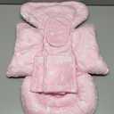 Infant Car Seat Insert & Strap Cover for Baby Girls, 2 in 1 Carseat Head Support Newborn, Ultra Soft Car Seat Cushion for Babies, Plush Fabric, Fit for Swing, Car Seat, Stroller, Bouncer, Pink (Flower)