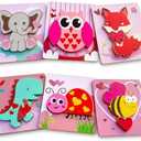 Valentines Day Wooden Puzzles 6 Pack Wooden Puzzles for Toddlers Valentines Day Gift for Toddler Toys for 1 2 3 4 Year Old Boys Girls Gifts My First Birthday Day Toys