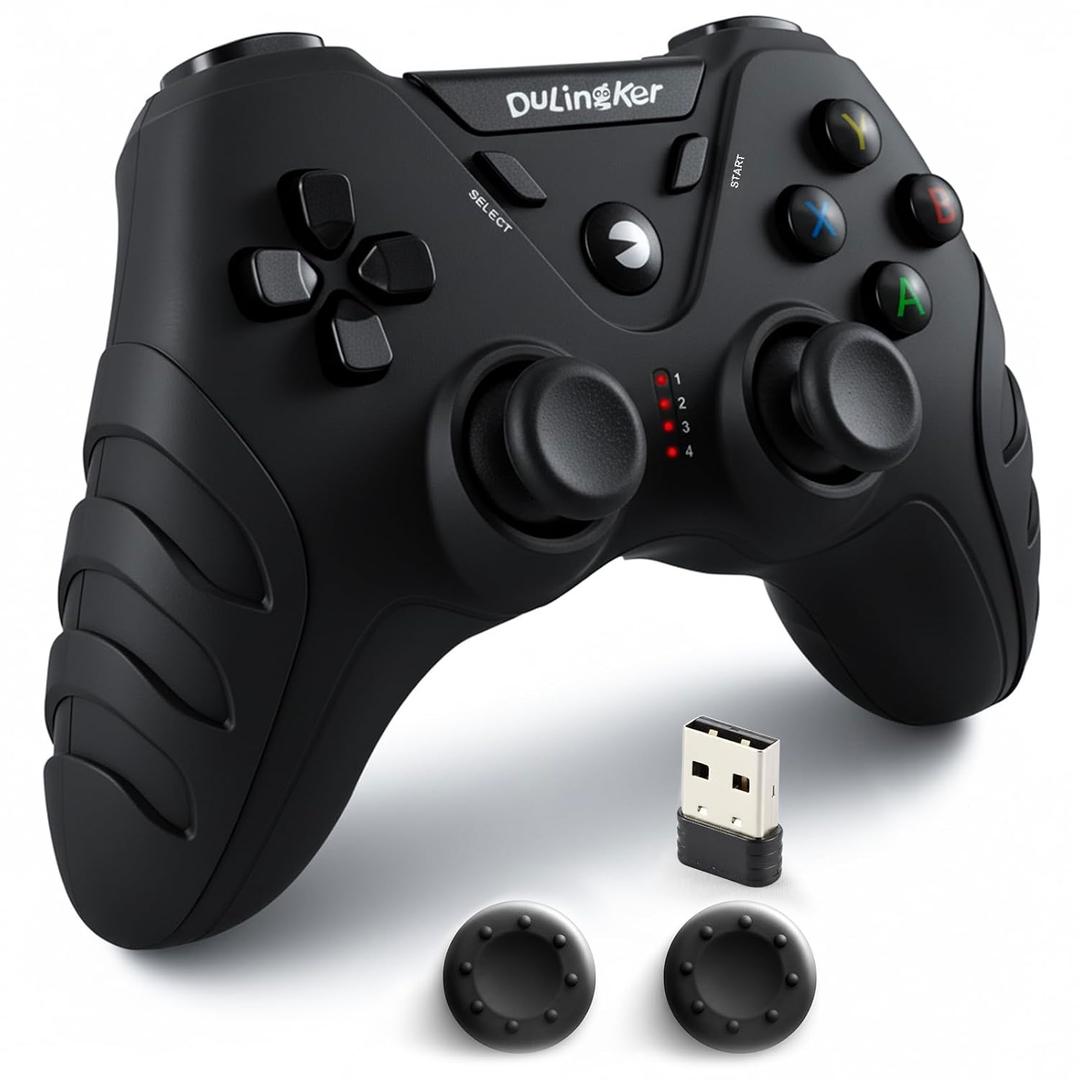 DuLingKer PC Controller Wireless, PS3 Controllers PC Gamepad with Hall Effect Joysticks and Dual Vibration, 2.4G Wireless Gaming Controller for Windows 11 10 8, PS3, Android TV, Steam, Raspberry Pi