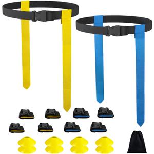 Flag Football Set, 8/14/28 Player Football Flags and Belts Set, Flag Football Belts for Youths, Adults