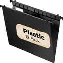 Plastic Hanging File Folder Letter Size,12 Pack Reinforced Heavy Duty Hanging Folders,Sturdy File Cabinet Folders,Black Hanging File Folder with Tabs,Hanging Folders for Filing Cabinet