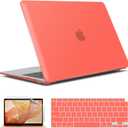 IBENZER Compatible with New MacBook Air 13 inch case 2022 2021 2020 M1 A2337 A2179 A1932, Hard Shell Case&Keyboard Cover&Screen Film for Mac Air 13 with Touch ID (2018-2022), Coral Orange, AT13LCOR+2