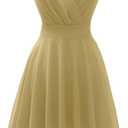 Dressever Summer Cocktail Dress V-Neck Adjustable Spaghetti Strap Chiffon Sundress (XX-Large, Champagne)