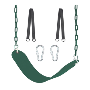 66" Heavy Duty Coated Iron Chain Sensory Swing Seat, Therapy Outdoor Playground Set Accessories With Snap Hooks and Hanging Straps (Green)