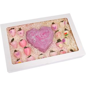 RIFMEAE 30-Pack 17" x 11" x 2.5" Cookie Boxes with Window, Large Bakery Boxes, Auto-Popup Treat Boxes for Cookies, Donuts [ White ]