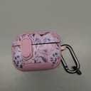 TATOFY for AirPod Pro 1st & 2nd Gen Case with Phone Stand Lock Carabiner Cleaning Kit, Floral AirPods Pro Hard Shell Dustproof Cover for Women, MagSafe Compatible (Pink 2, AirPods Pro & Pro 2)