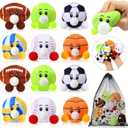HyDren 12 PCS Sports Stress Balls Plush Squeeze Fidget Toys with Keychain, Large 3.15 Inch Spit Bubble Sensory Stress Balls, Anxiety Relief Toys, Sports Party Favor, Prize Box Goodie Bag Fillers
