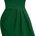 Memoriesea Women's Elegant One Shoulder Pleated Detail Bodycon Party Club Midi Dress (X-Large, Green)