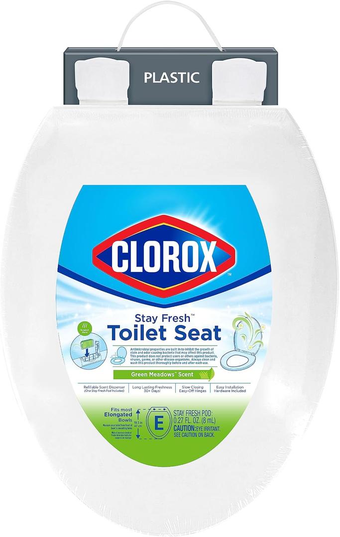 Clorox Elongated Scented Plastic Toilet Seat with Easy-Off Hinges -Tyler