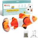 Potaroma Cat Toys Flopping Fish with SilverVine and Catnip, Moving Kitten Kicker, Floppy Wiggle Clownfish for Small Dogs, Motion Kitty Interactive Exercise, 10.5 Inches