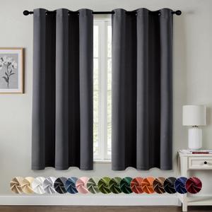 MIULEE Dark Grey Blackout Curtains for Bedroom Living Room 45 Inches Long 2 Panels, Thermal Insulated Room Darkening Drapes Grommet Noise Reducing Light Blocking Window Treatments 40x45 Inch