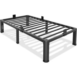 Bilily 18 Inch Twin Bed Frame Metal Platform with Round Corner Legs,3500 LBS Heavy Duty Steel Slats Support,Headboard Compatible,No Box Spring Needed,Easy Assembly,Mattress Retainer,Underbed Storage