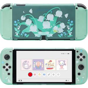 GeekShare Protective Case for Switch OLED, Hard PC Protective Shell Slim Cover Case Compatible with Nintendo Switch OLED and Joy Con - Lily of The Valley