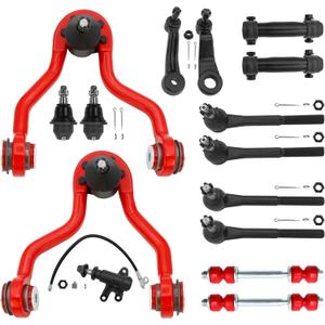 4WD 15pc Front End Control Arm Suspension Kit for Chevy GMC K1500 K2500 Suburban Tahoe Yukon Escalade, Front Control Arms, Lower Ball Joints, Tie Rods Sway, Bar End Link Set Replacement