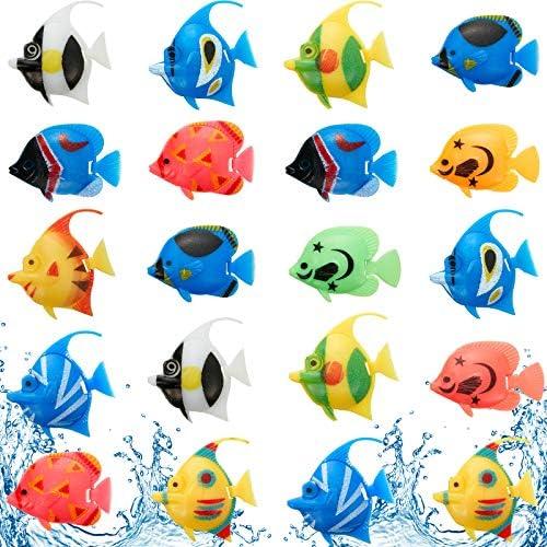 Weewooday 20 Pcs Artificial Moving Fishes Plastic Floating Lifelike Fish Tank Ornament Aquarium Decorations(Random Fish)