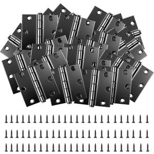 3 Inch Door Hinges, 24 Pack Black Heavy Duty Metal Square Hinge for Interior & Exterior Doors Soft Close 3" x 3" Bisagras para Puertas Rust Resistant 6 Hole Door Hardware for Hollow Core Doors