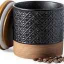 Ceramic Jars with Lid, Small Coffee Canister with Lid, Kitchen Food Storage Jars for Sugar Loose Leaf Tea Candy, Decorative Jar for Countertop, Pantry, Coffee Bar Accessories Black & 20 fl.oz