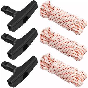 3 Pack, 10 ft x 9/64" (3.5mm) Pull Cord Rope with Handle, Premium Starter Rope with High Tensile Strength, Universal Pull Cord Replacement for Lawn Mower, Generator, Chainsaw, and Small Engine
