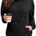 Neineiwu Womens Casual Sherpa Hoodies Fleece Sweatshirts Fuzzy Pullover Fluffy Outerwear with Pockets, Size: S
