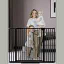 DEARBB Extra Wide Baby Gate Ultra Narrow Spacing 30.11-77.36" Pressure Mounted Double Lock Swing Auto Close Walk Through Metal Safety Pet Gate for Stairs and House Doorway Kitchen (34.05"-45.86", Black)