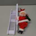 Electric Santa Ladder with Climbing Santa Claus,Singing Santa Christmas Plush Toys Decorations with Music for Xmas Tree Ornament Indoor
