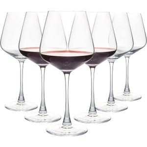 Red Wine Glasses Set of 6, 20 oz Large Burgundy Wine Glasses, Long Stem Wine Glasses for Wine Tasting, Perfect Ideal for Dinner Party, Wedding, Birthday (6 Count (Pack of 1), Clear)